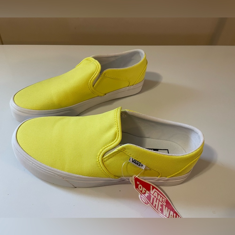 Womens vans size 7.5 slip on. Neon yellow